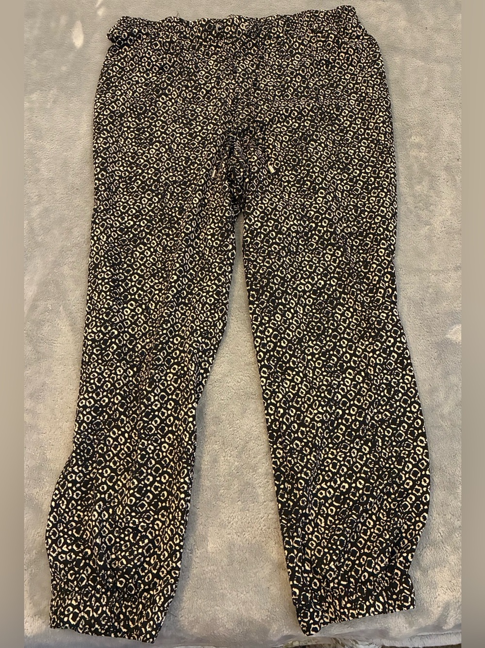 Women’s LoveScarlet Black/White Printed Elastic Drawstring Waist Pants Size XL